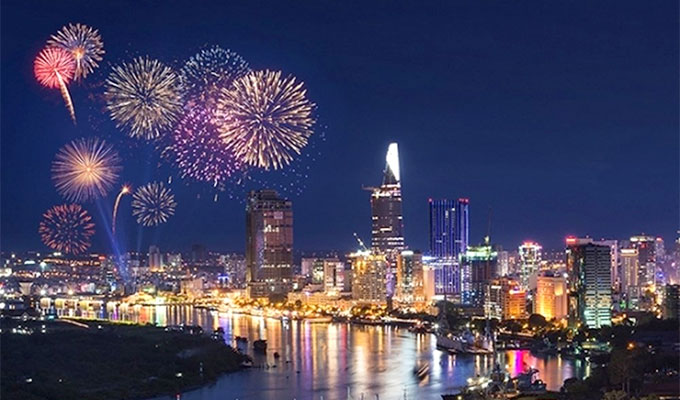Fireworks display in Ho Chi Minh city on April 30th